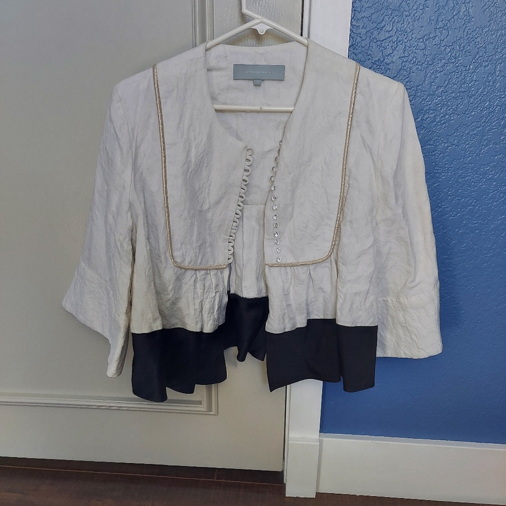 Alexander Wang White and Black Ruffled Jacket
